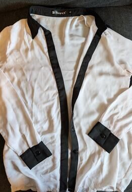White Blouse with Black Trim Size Small